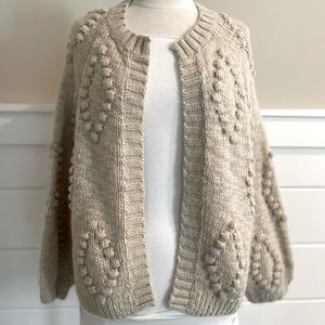 Lucky Brand Diamond Bauble Cardigan with Pom Poms